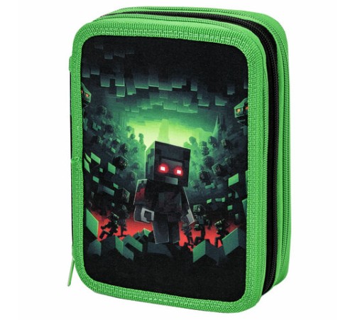 Пенал BRAUBERG, 3 отделения, полиэстер, 21х14 см, 