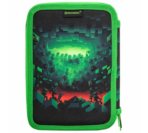 Пенал BRAUBERG, 3 отделения, полиэстер, 21х14 см, 