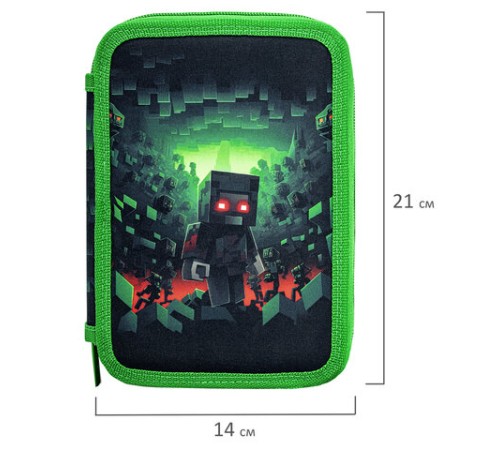 Пенал BRAUBERG, 3 отделения, полиэстер, 21х14 см, 