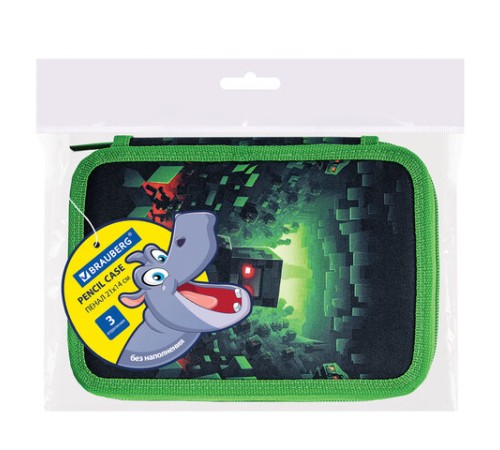 Пенал BRAUBERG, 3 отделения, полиэстер, 21х14 см, 