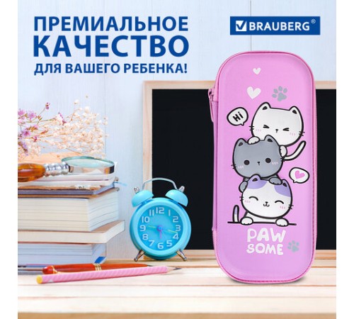 Пенал BRAUBERG, 1 отделение, 1 откидная планка, EVA, 22х10х5 см, 