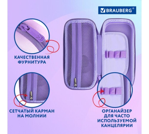 Пенал BRAUBERG, 1 отделение, 1 откидная планка, EVA, 22х10х5 см, 