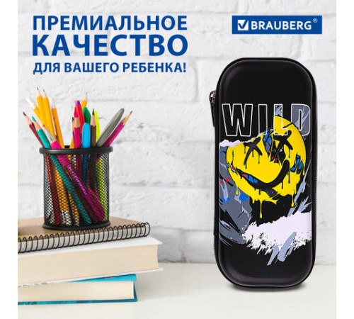 Пенал BRAUBERG, 1 отделение, 1 откидная планка, EVA, 22х10х5 см, 