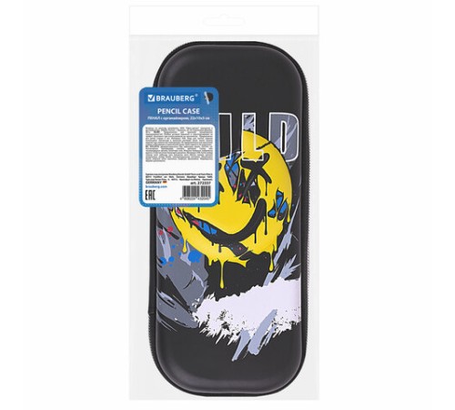 Пенал BRAUBERG, 1 отделение, 1 откидная планка, EVA, 22х10х5 см, 