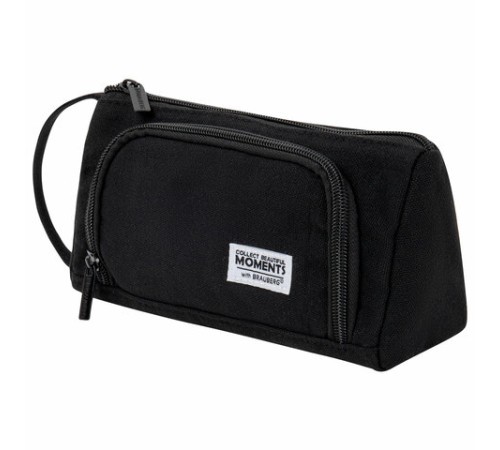 Пенал-косметичка BRAUBERG с ручкой, 1 откидная планка, полиэстер, 22x10х8 см, Black, 272339
