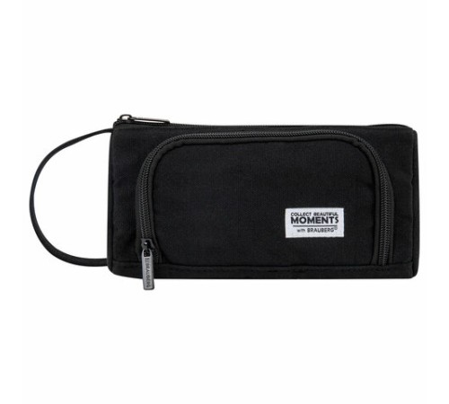 Пенал-косметичка BRAUBERG с ручкой, 1 откидная планка, полиэстер, 22x10х8 см, Black, 272339