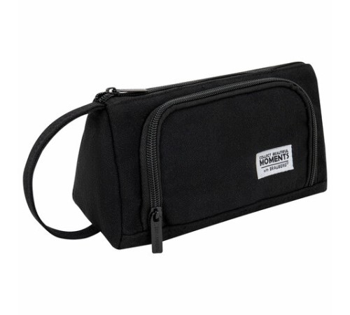 Пенал-косметичка BRAUBERG с ручкой, 1 откидная планка, полиэстер, 22x10х8 см, Black, 272339