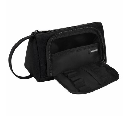 Пенал-косметичка BRAUBERG с ручкой, 1 откидная планка, полиэстер, 22x10х8 см, Black, 272339