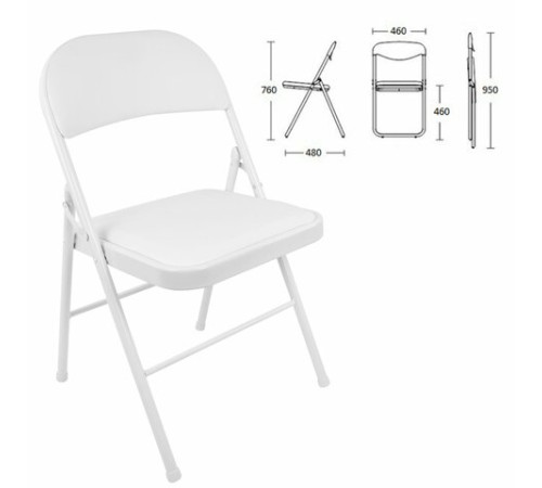 Стул складной BRABIX "Golf Plus CF-003 КОМФОРТ", белый каркас, кожзам белый, 532888 Стул складной BRABIX "Golf Plus CF-003 КОМФОРТ", белый каркас, кожзам белый, 532888
