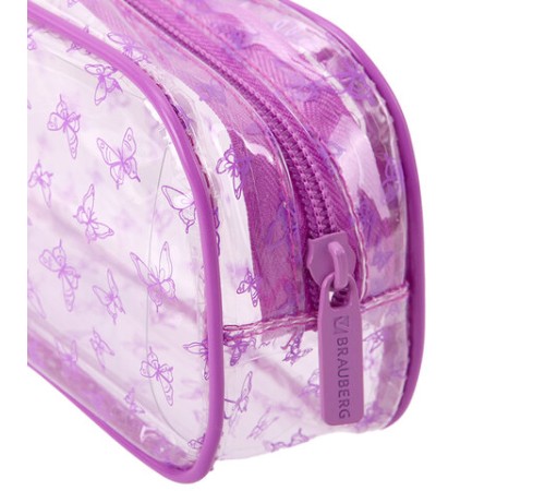 Пенал-косметичка BRAUBERG LUCENT на молнии, прозрачный, 