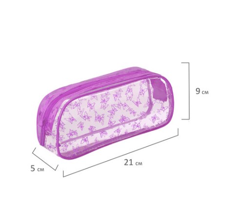 Пенал-косметичка BRAUBERG LUCENT на молнии, прозрачный, 