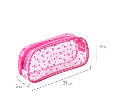 Пенал-косметичка BRAUBERG LUCENT на молнии, прозрачный, 