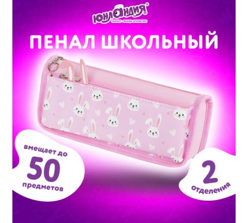 Пенал мягкий ЮНЛАНДИЯ, 2 отделения, полиэстер, 