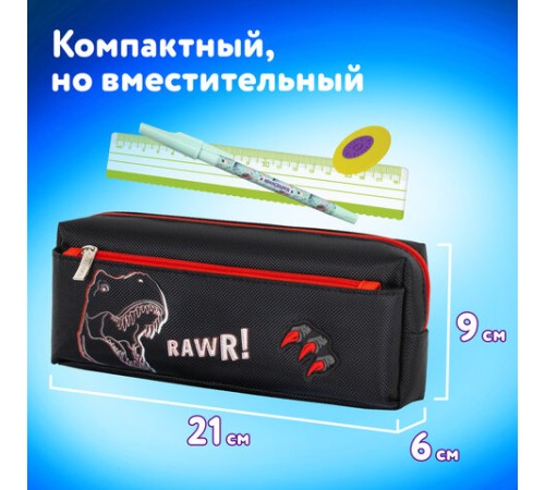 Пенал мягкий ЮНЛАНДИЯ, 2 отделения, полиэстер, 