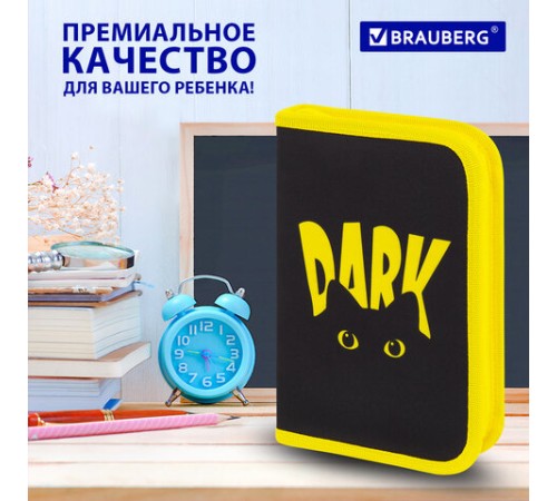 Пенал BRAUBERG с наполнением, 1 отделение, 1 откидная планка, 24 предмета, 21х14 см, 