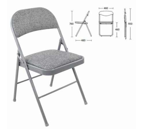 Стул складной BRABIX "Golf Plus CF-003 КОМФОРТ", серый каркас, серая ткань, 532890 Стул складной BRABIX "Golf Plus CF-003 КОМФОРТ", серый каркас, серая ткань, 532890