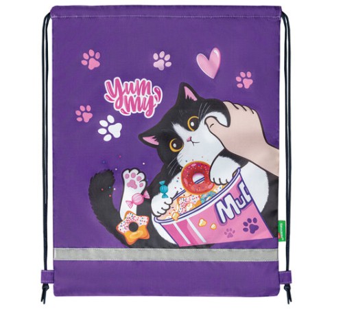 Мешок для обуви BRAUBERG KIDS, светоотражающая полоса, 46х36 см, 