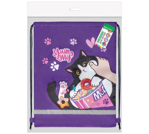 Мешок для обуви BRAUBERG KIDS, светоотражающая полоса, 46х36 см, 