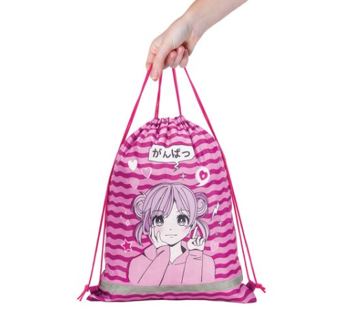 Мешок для обуви BRAUBERG KIDS, светоотражающая полоса, 46х36 см, 