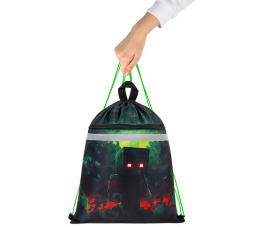 Мешок для обуви BRAUBERG, с петлей, светоотражающая полоса, 2 отделения, 46х36 см, Night warrior, 272396