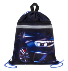 Мешок для обуви BRAUBERG, с петлей, светоотражающая полоса, 2 отделения, 46х36 см, Super car, 272397