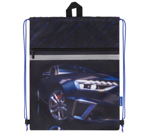 Мешок для обуви BRAUBERG, с петлей, светоотражающая полоса, 2 отделения, 46х36 см, Super car, 272397