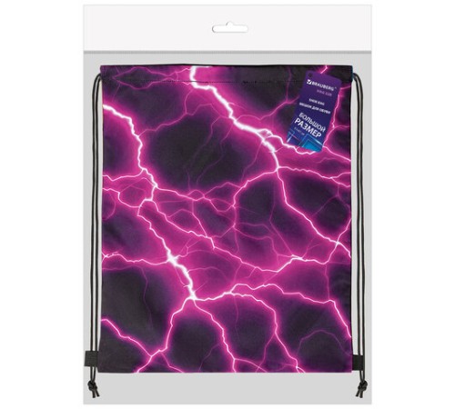 Мешок для обуви BRAUBERG большой удобный с ручкой, 51х41 см, Lightning, 272400