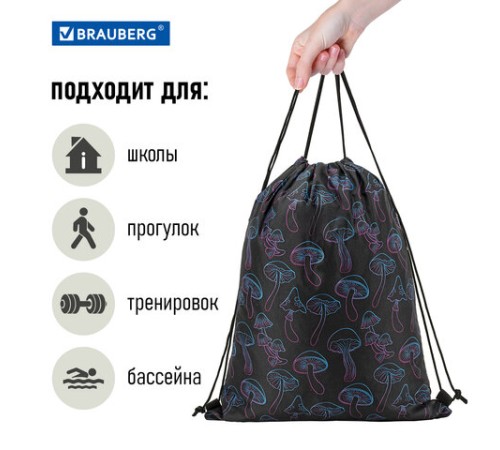 Мешок для обуви BRAUBERG большой удобный с ручкой, 51х41 см, Goblincore, 272401