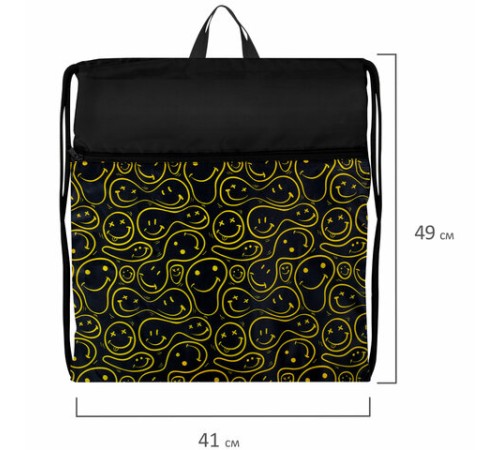 Мешок для обуви BRAUBERG БОЛЬШОЙ, с ручкой, карман на молнии, сетка, 49х41 см, 