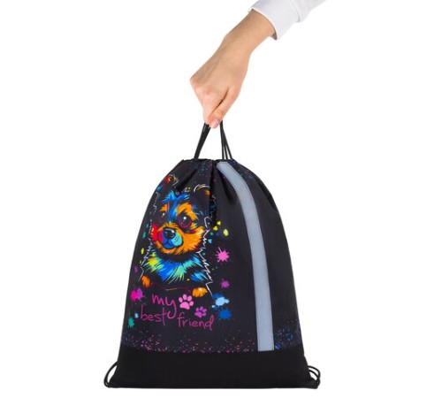 Мешок для обуви ЮНЛАНДИЯ, плотный, светоотражающая полоса, 46х36 см, 