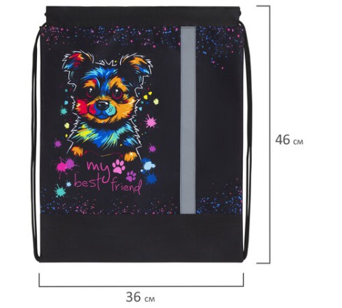 Мешок для обуви ЮНЛАНДИЯ, плотный, светоотражающая полоса, 46х36 см, 