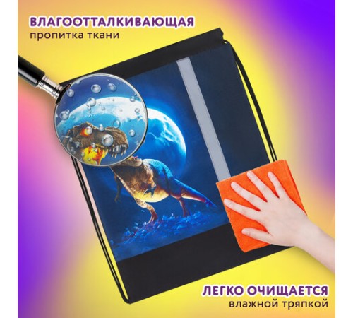 Мешок для обуви ЮНЛАНДИЯ, плотный, светоотражающая полоса, 46х36 см, 