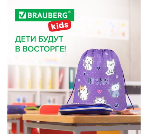 Мешок для обуви BRAUBERG KIDS, с петлей, 42х34 см, 