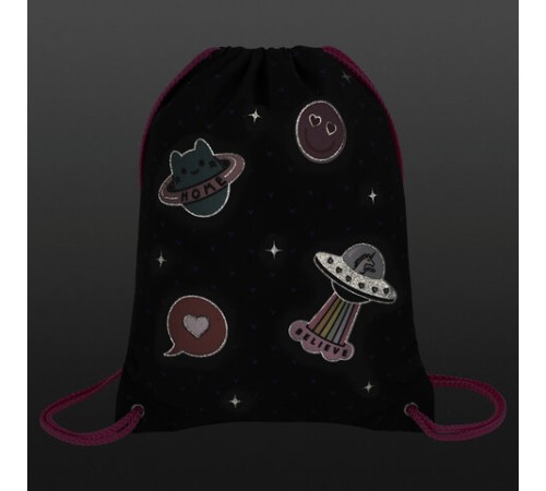 Мешок для обуви BRAUBERG PREMIUM, карман, подкладка, светоотражайка, 43х33 см, Space sweets, 272422