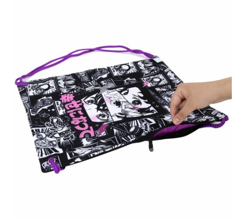 Мешок для обуви BRAUBERG PREMIUM, карман, подкладка, светоотражайка, 43х33 см, Anime movie, 272423