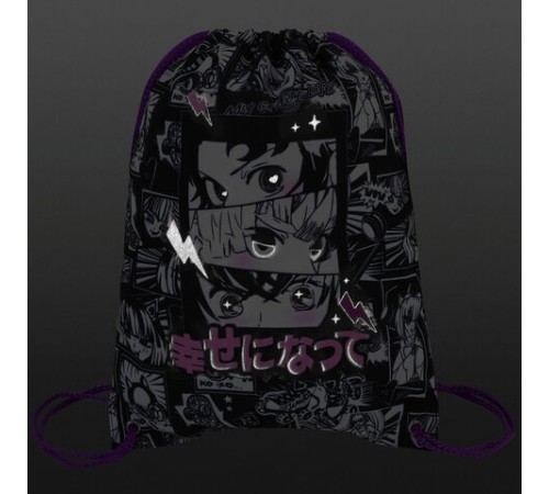 Мешок для обуви BRAUBERG PREMIUM, карман, подкладка, светоотражайка, 43х33 см, Anime movie, 272423