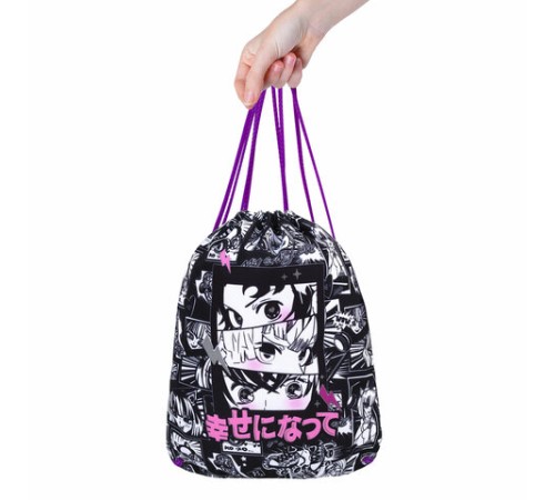 Мешок для обуви BRAUBERG PREMIUM, карман, подкладка, светоотражайка, 43х33 см, Anime movie, 272423