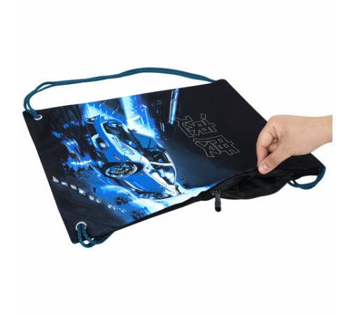 Мешок для обуви BRAUBERG PREMIUM, карман, подкладка, светоотражайка, 43х33 см, Night race, 272425