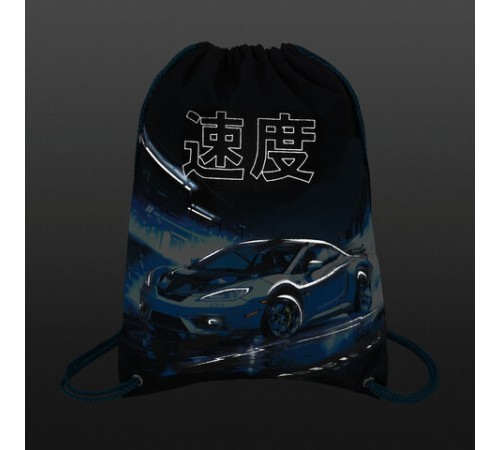 Мешок для обуви BRAUBERG PREMIUM, карман, подкладка, светоотражайка, 43х33 см, Night race, 272425