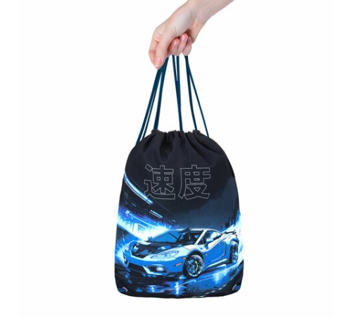 Мешок для обуви BRAUBERG PREMIUM, карман, подкладка, светоотражайка, 43х33 см, Night race, 272425