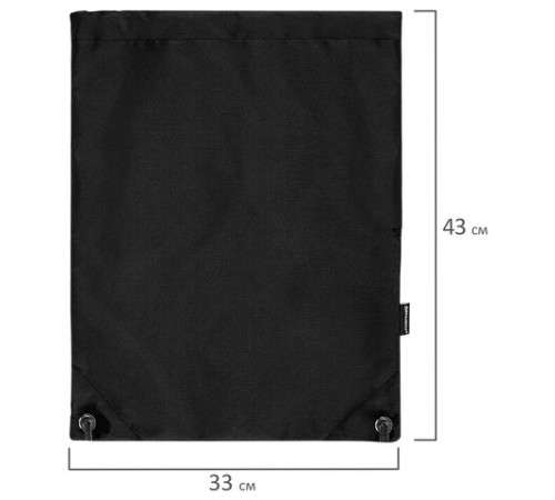 Мешок для обуви BRAUBERG плотный, карман на молнии, подкладка, 43х33 см, Total Black, 272427