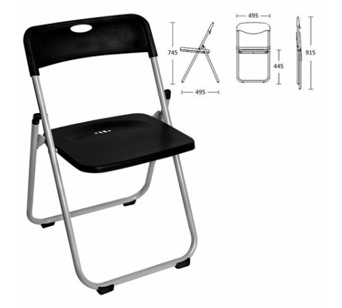 Стул складной BRABIX "Golf Lite CF-017", серебристый каркас, пластик чёрный, 532895 Стул складной BRABIX "Golf Lite CF-017", серебристый каркас, пластик чёрный, 532895