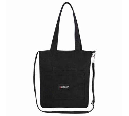 Сумка шоппер HEIKKI VELVET (ХЕЙКИ), вельвет, карманы, 35х32 см, черный, 272437
