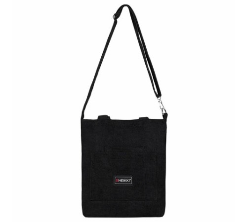 Сумка шоппер HEIKKI VELVET (ХЕЙКИ), вельвет, карманы, 35х32 см, черный, 272437