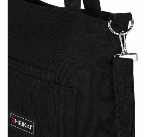 Сумка шоппер HEIKKI VELVET (ХЕЙКИ), вельвет, карманы, 35х32 см, черный, 272437