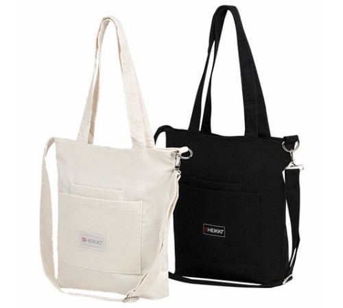 Сумка шоппер HEIKKI VELVET (ХЕЙКИ), вельвет, карманы, 35х32 см, черный, 272437