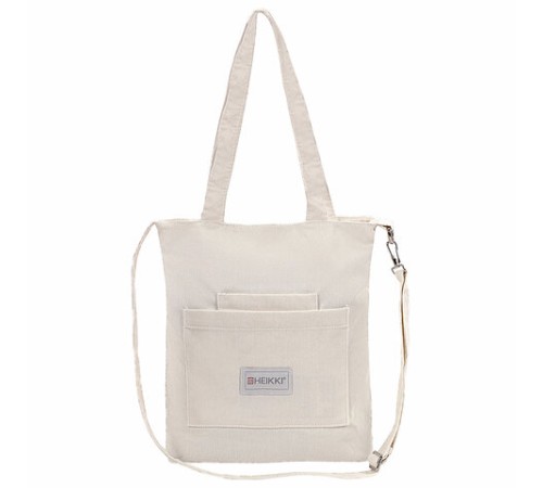 Сумка шоппер HEIKKI VELVET (ХЕЙКИ), вельвет, карманы, 35х32 см, бежевый, 272438
