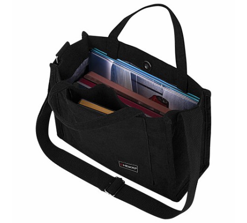 Сумка шоппер HEIKKI MINI (ХЕЙКИ), вельвет, 25х20 см, черный, 272439