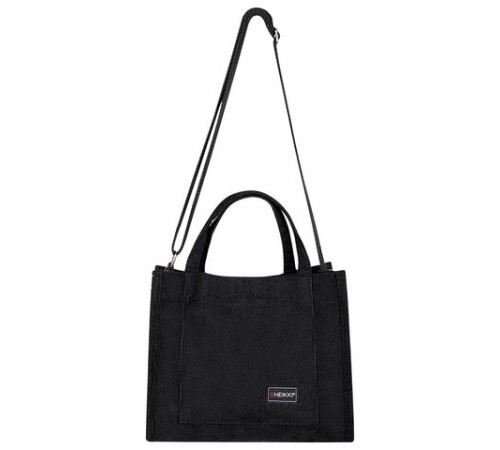 Сумка шоппер HEIKKI MINI (ХЕЙКИ), вельвет, 25х20 см, черный, 272439