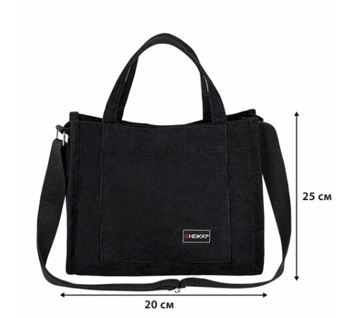 Сумка шоппер HEIKKI MINI (ХЕЙКИ), вельвет, 25х20 см, черный, 272439